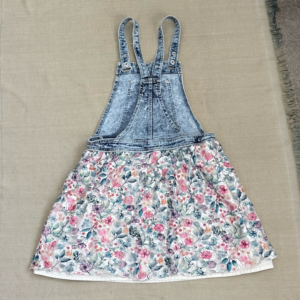 90's Jordache Girls Blue Jean Denim & Tulle Overalls Style Dress Size XL (14/16) - Picture 5 of 6